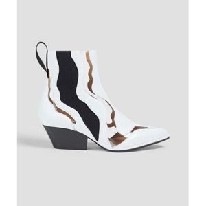 Sergio Rossi White PVC- trimmed Ankle Boot